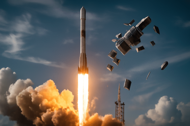 Falcon 9 rocket launching satellites into low Earth orbit